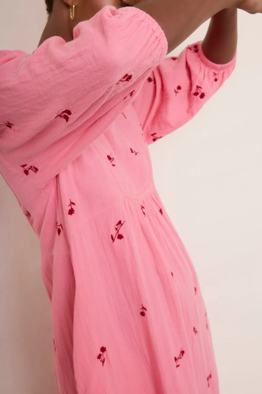WYSE London Dresses & Jumpsuits-Hana Embroidered Dress - Pink