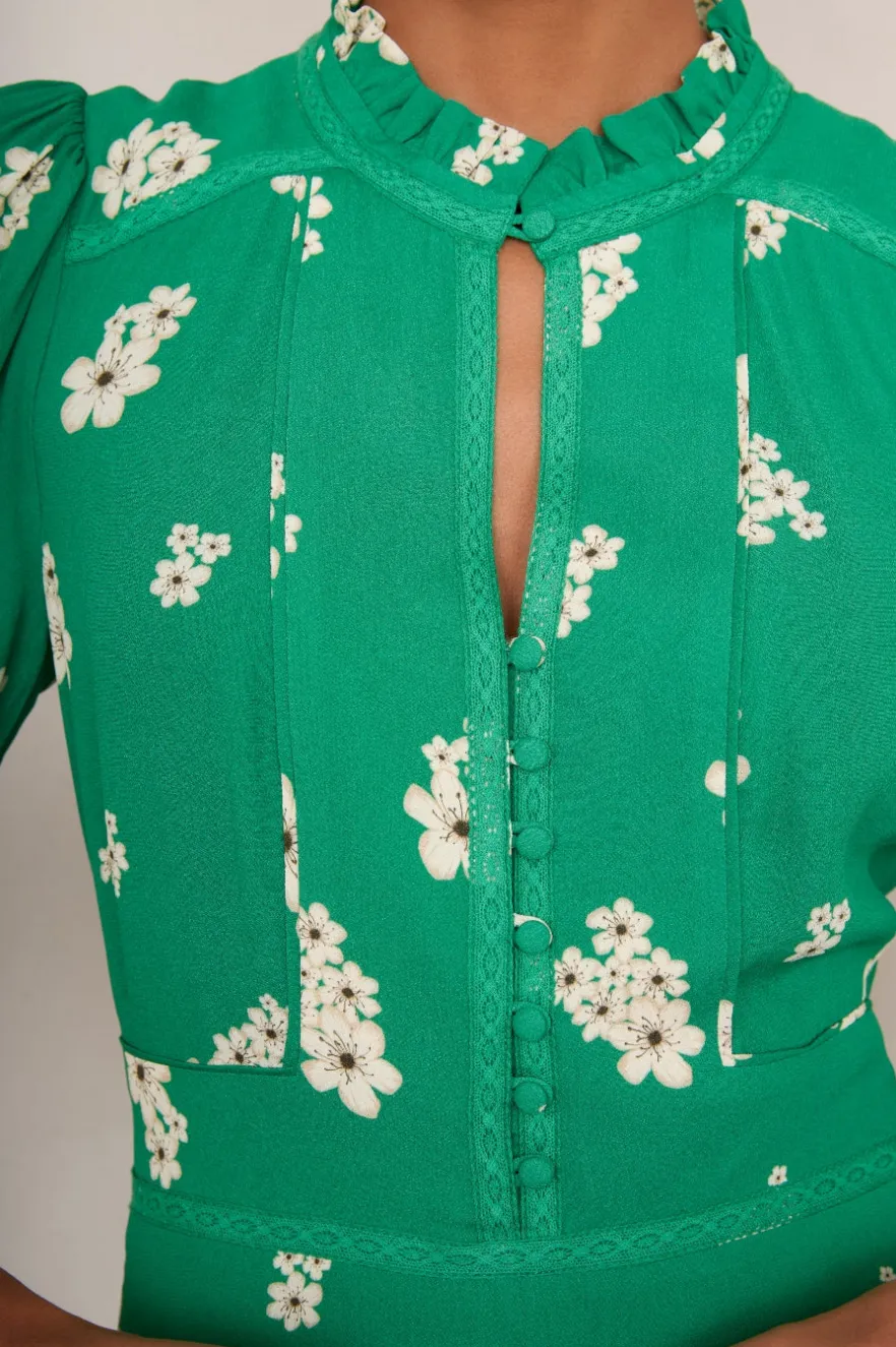 WYSE London Occasionwear-Jodi Floral Dress - Green