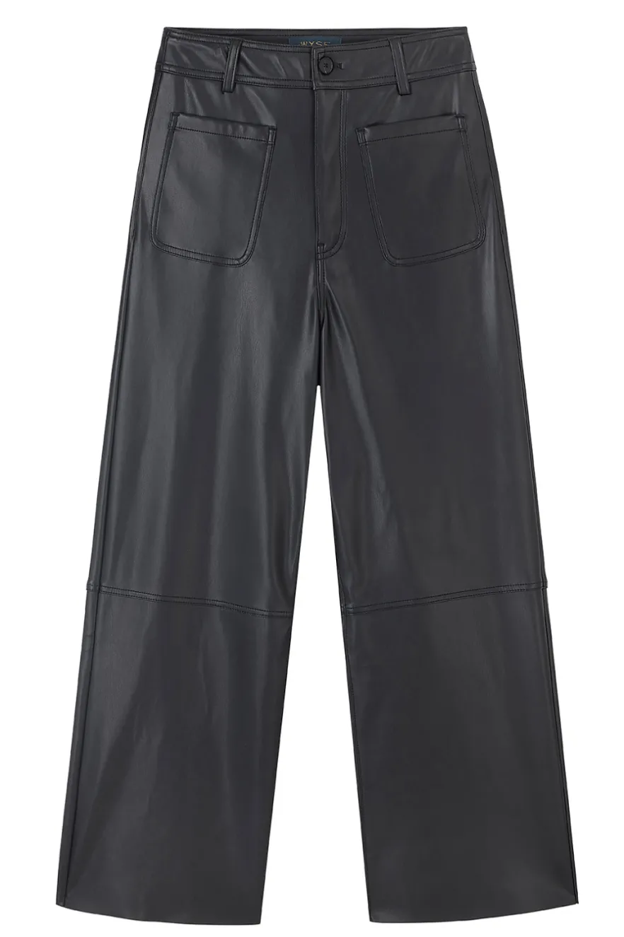 WYSE London Longer Lengths-Jules Faux Leather Trousers - Black