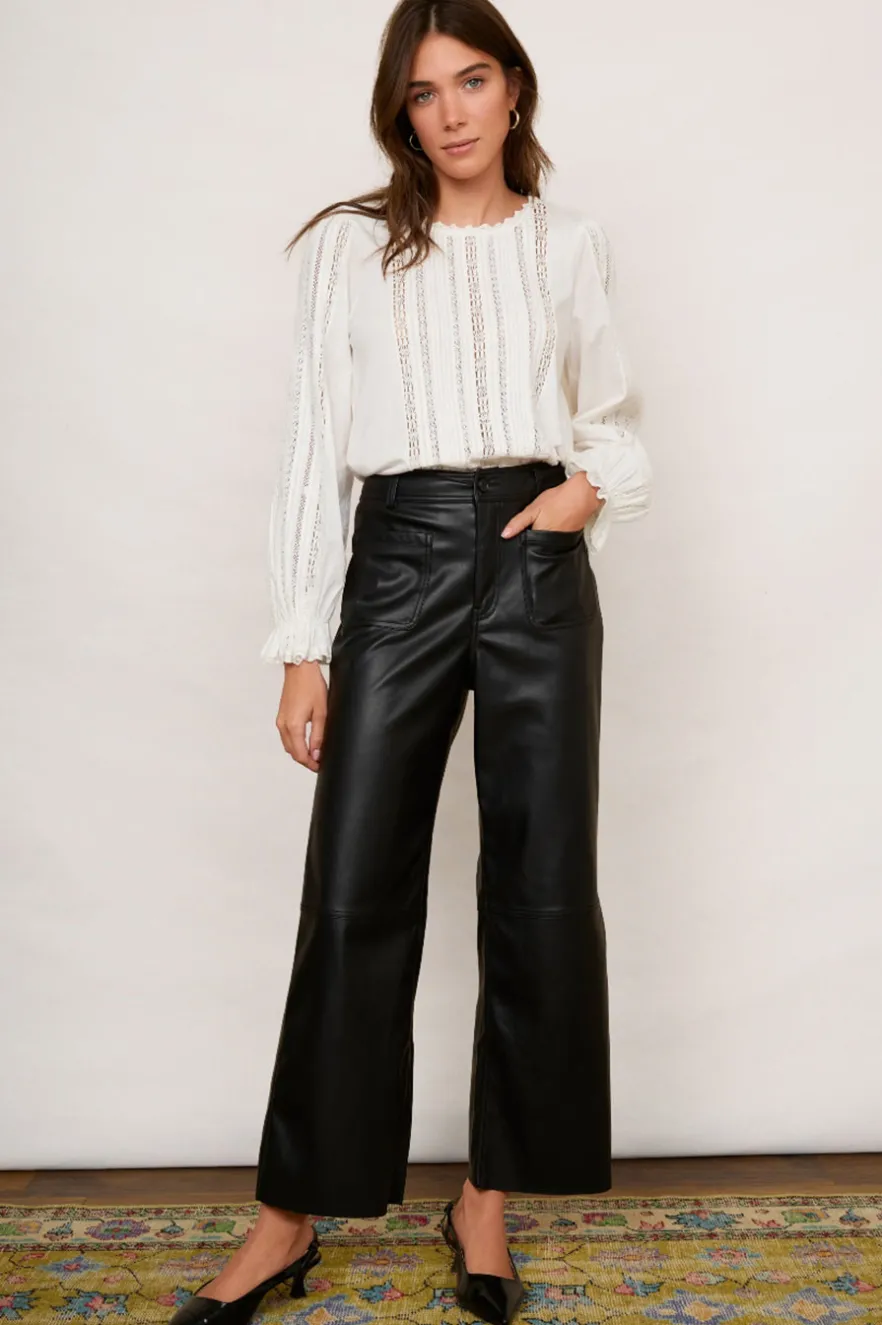 WYSE London Longer Lengths-Jules Faux Leather Trousers - Black