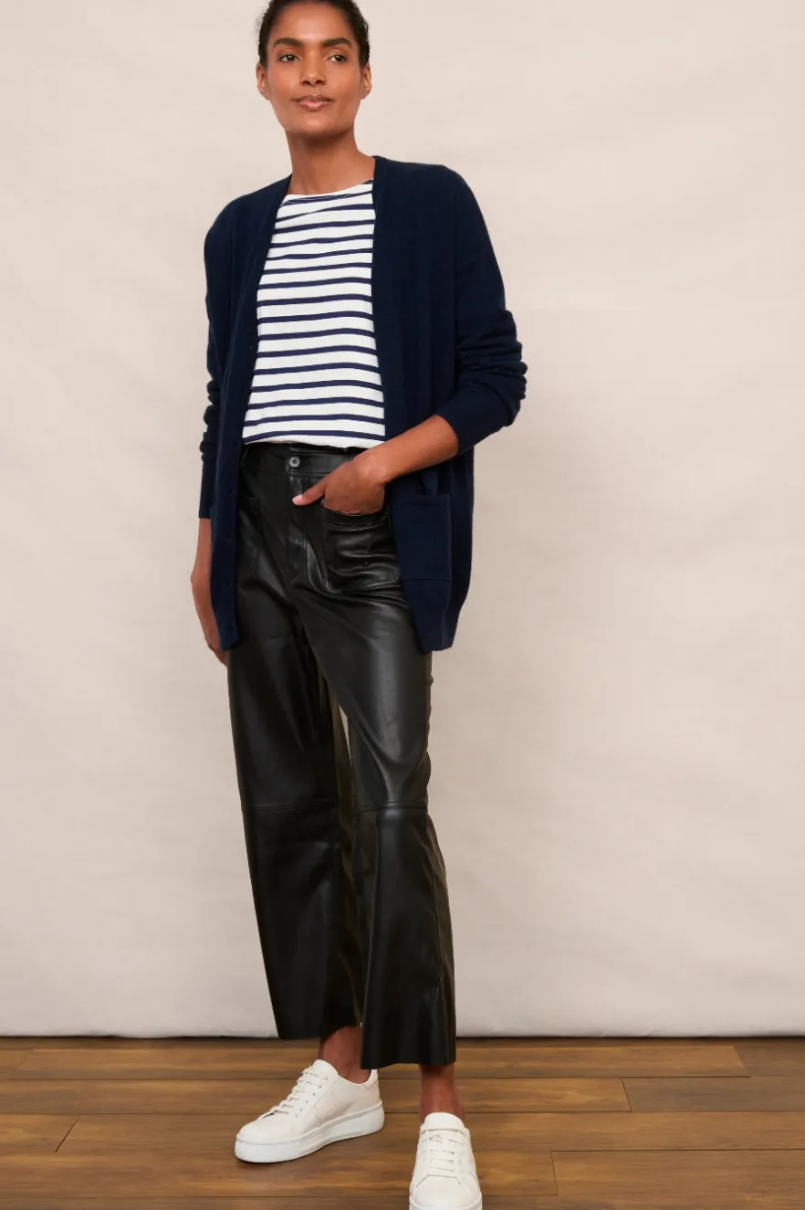 WYSE London Trousers-Jules Faux Leather Trousers - Black