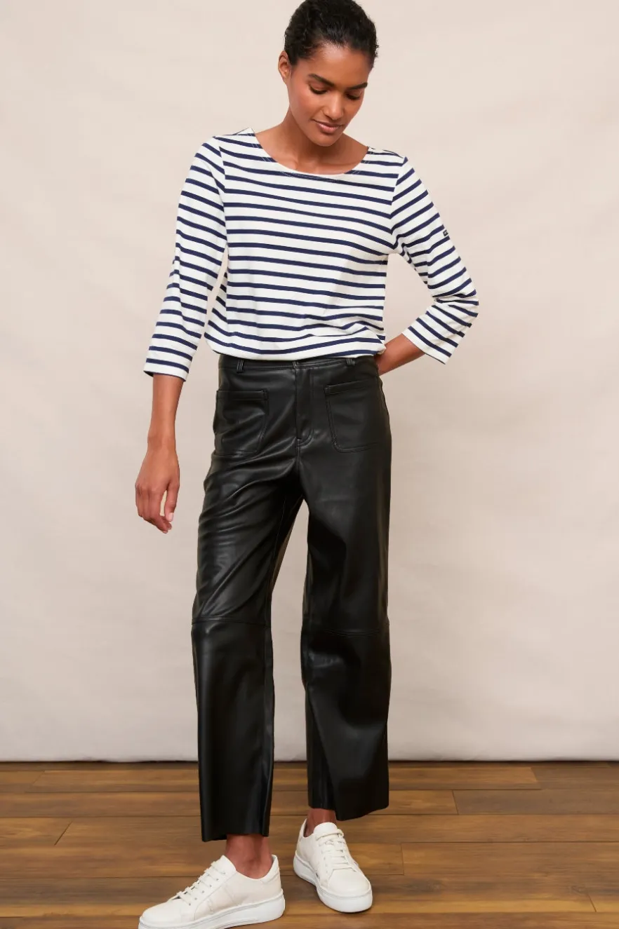 WYSE London Longer Lengths-Jules Faux Leather Trousers - Black