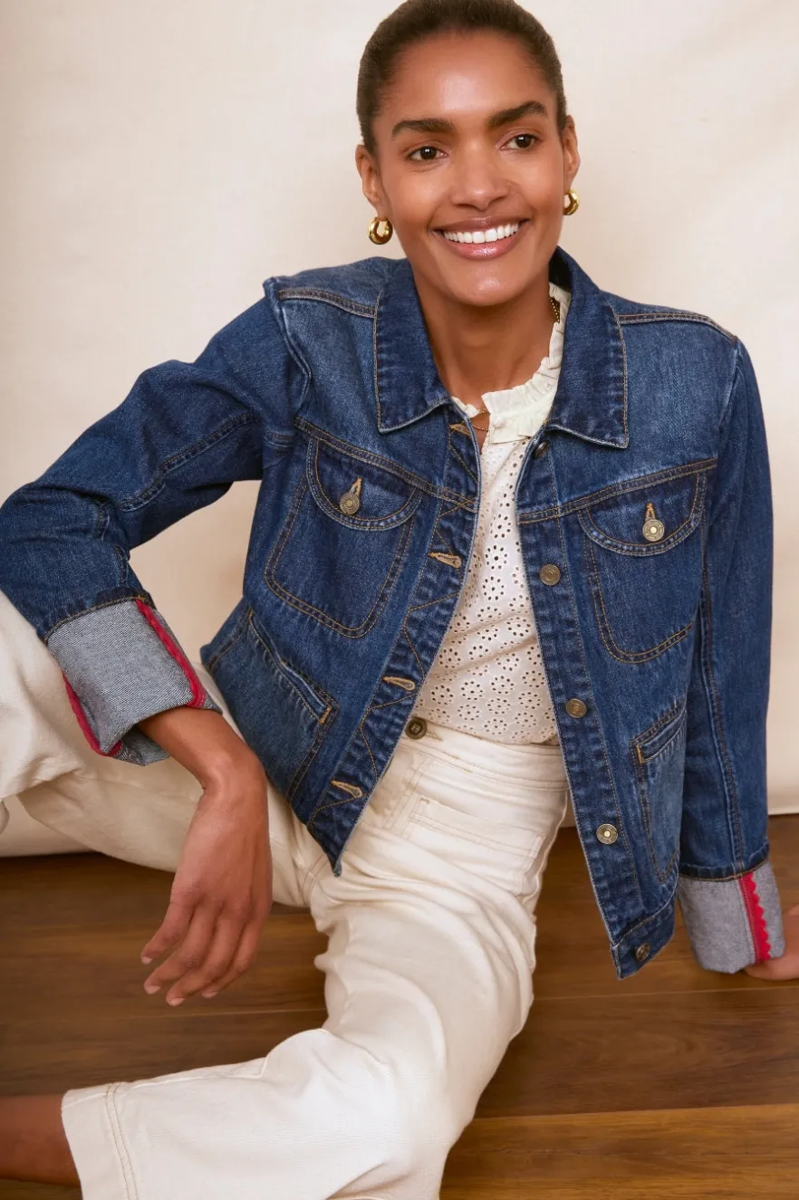 WYSE London Jackets & Outerwear-Kelsey Denim Jacket - Mid Wash