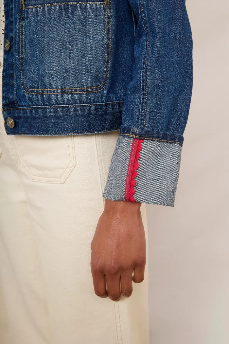 WYSE London Jackets & Outerwear-Kelsey Denim Jacket - Mid Wash