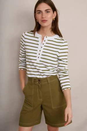 WYSE London Holiday-Lottie Top - Ivory/Khaki