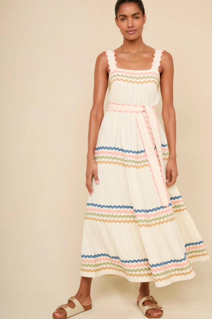 WYSE London Dresses & Jumpsuits-Luciella Ric Rac Dress - Ivory/Multi