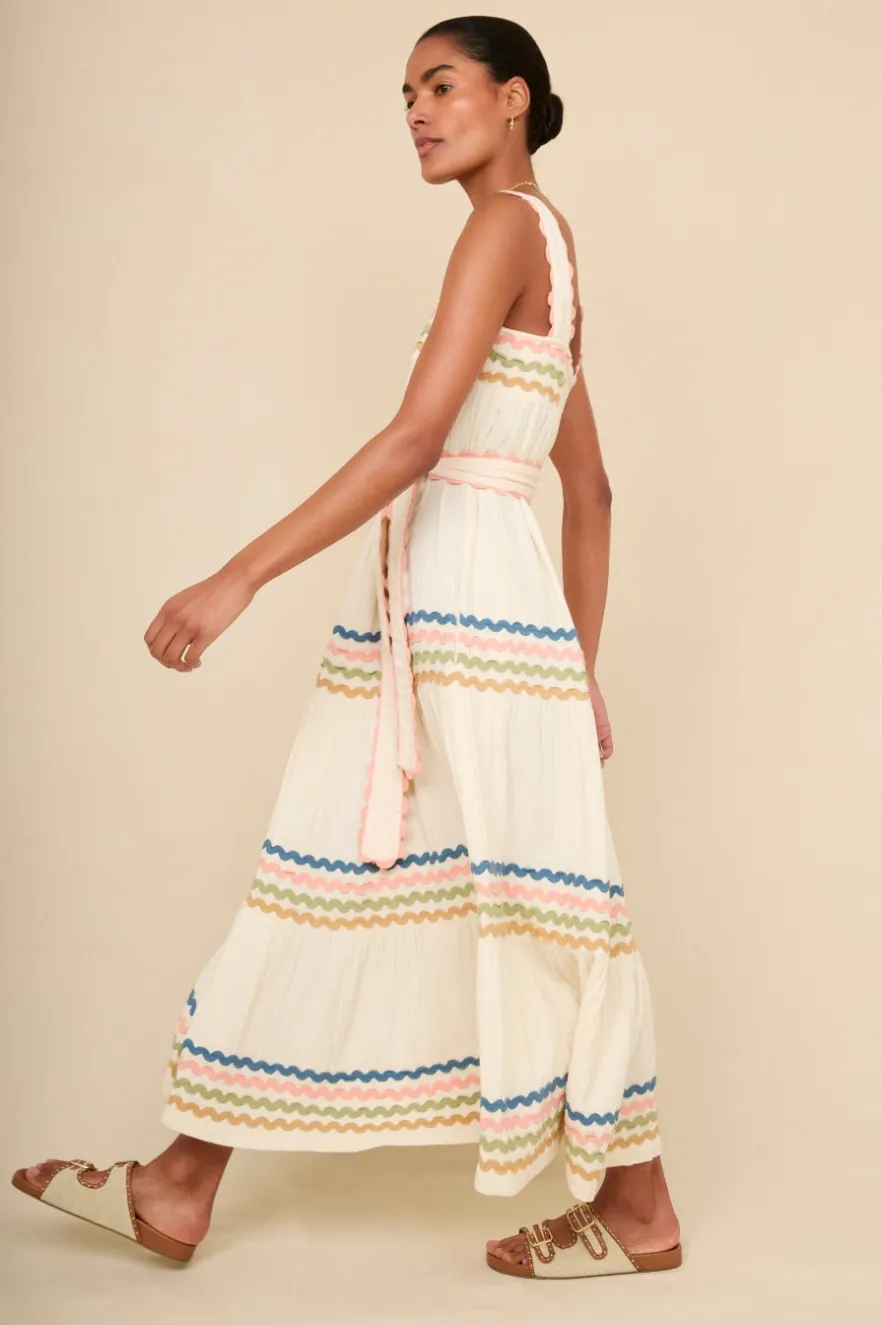 WYSE London Dresses & Jumpsuits-Luciella Ric Rac Dress - Ivory/Multi