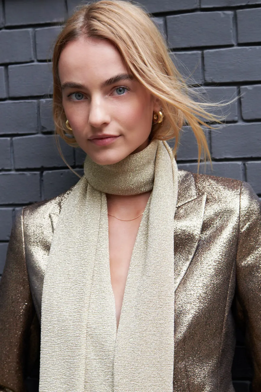 WYSE London Accessories & Shoes-Maddie Metallic Scarf - Gold