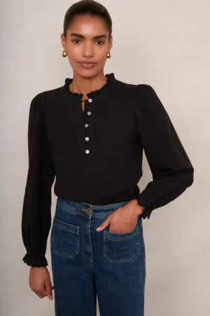 WYSE London Tops-Mariam Jersey Top - Black