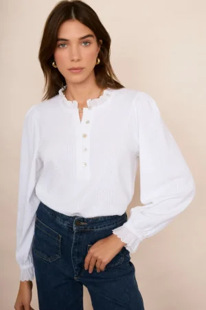 WYSE London Tops-Mariam Jersey Top - White
