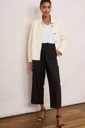 WYSE London Linen-Martha Cropped Linen Trouser - Black