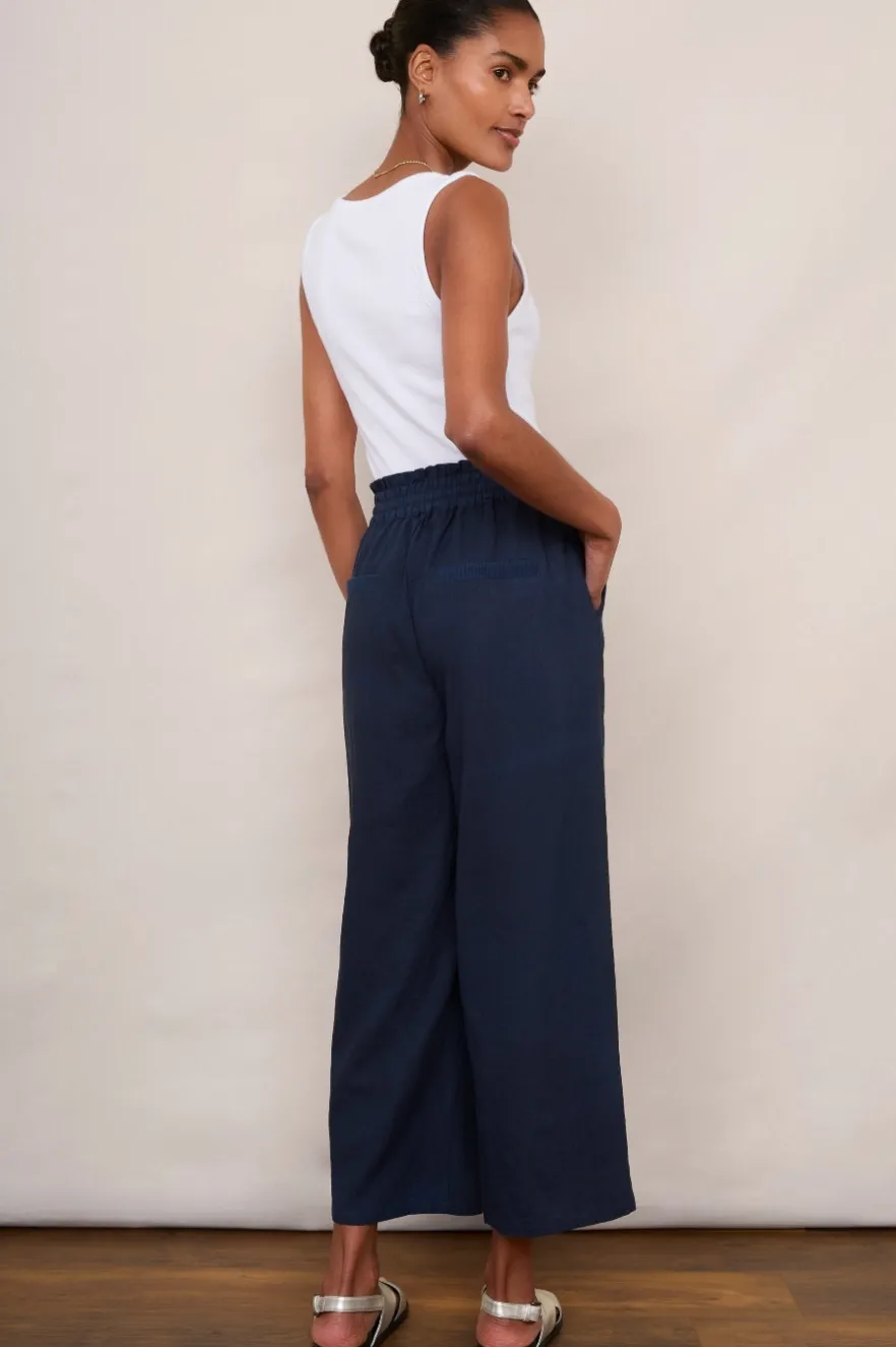WYSE London Linen-Martha Cropped Linen Trouser - Midnight