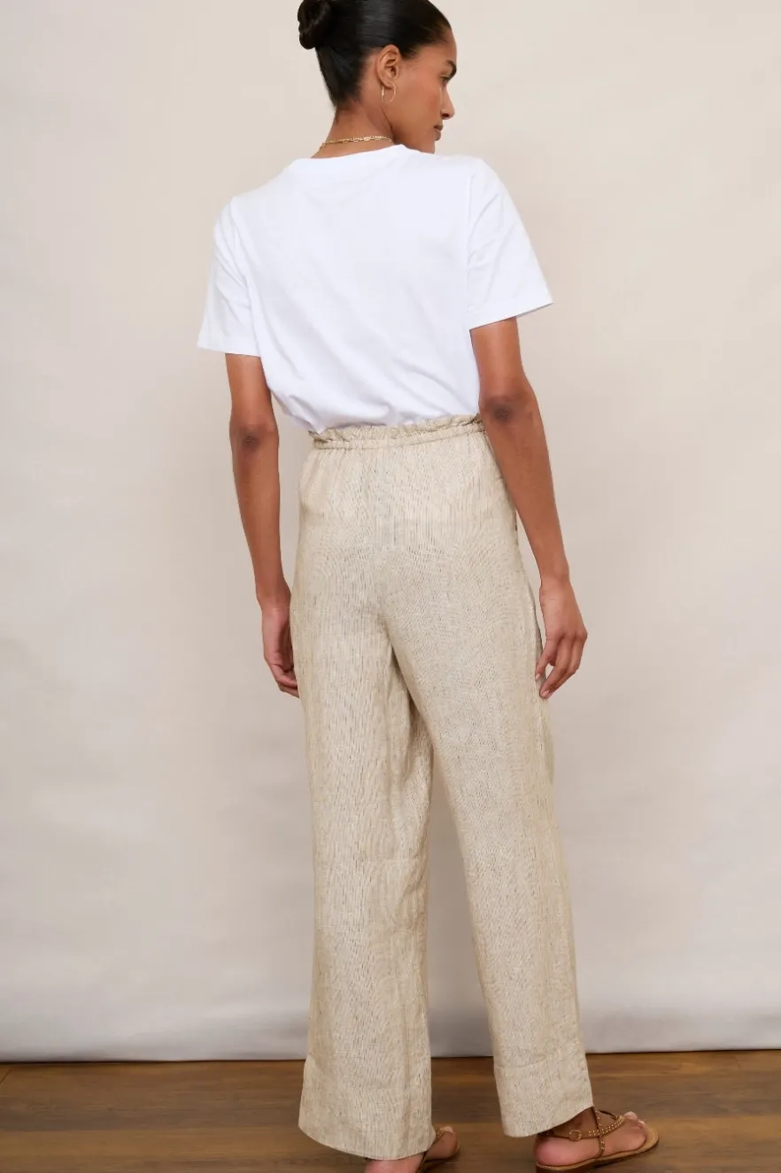 WYSE London Trousers-Melina Linen Trouser - Beige/Ivory