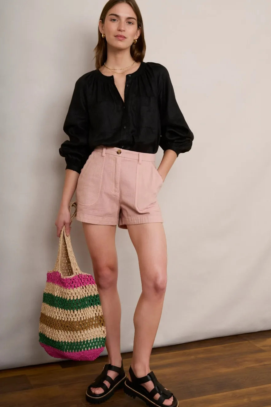 WYSE London Tops-Monica Linen Shirt - Black