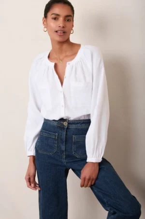 WYSE London Holiday-Monica Linen Shirt - White