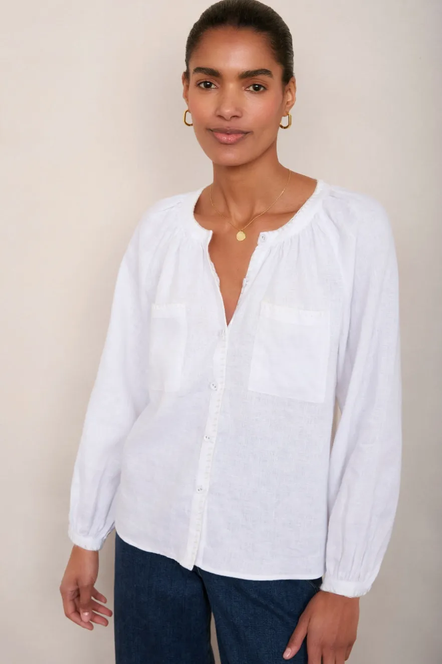 WYSE London Holiday-Monica Linen Shirt - White