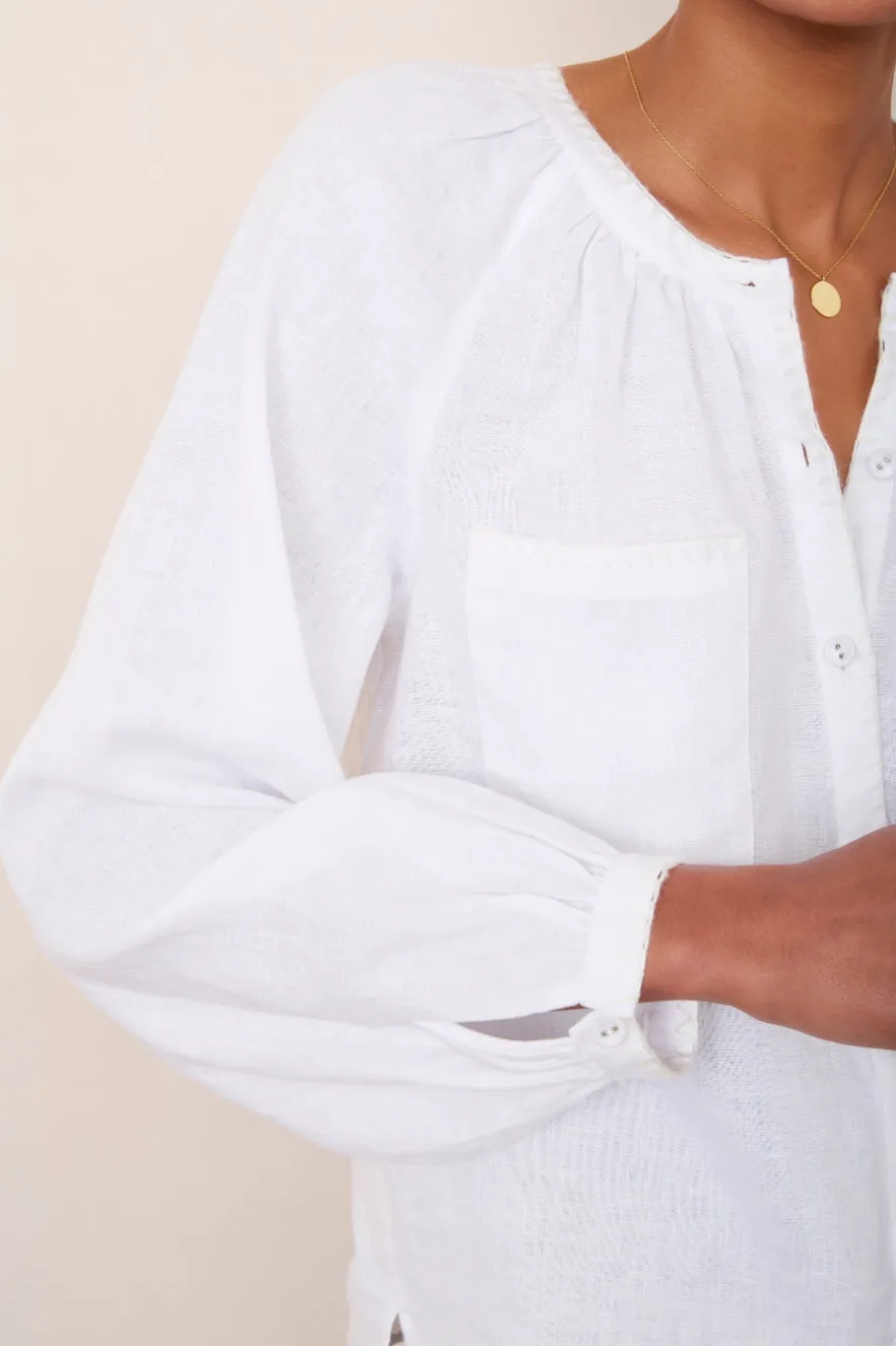 WYSE London Linen-Monica Linen Shirt - White