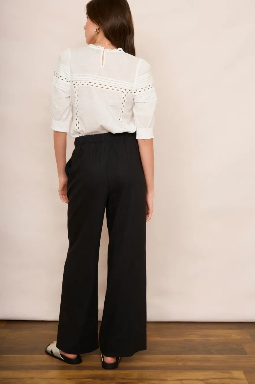 WYSE London Linen-Ottoline Linen Trouser - Black