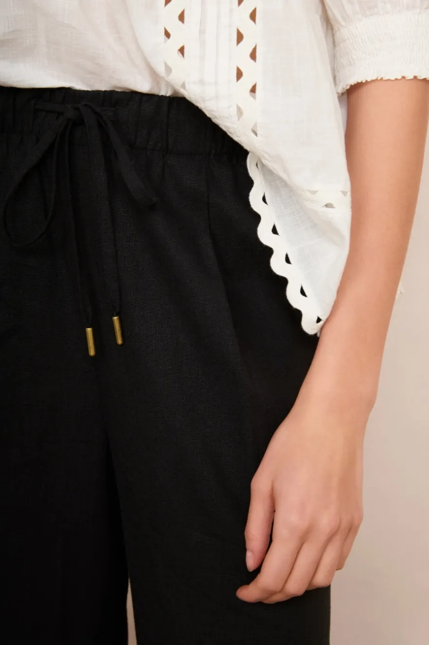 WYSE London Linen-Ottoline Linen Trouser - Black