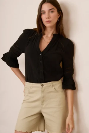 WYSE London Tops-Parker Blouse - Black