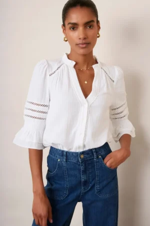 WYSE London Tops-Parker Blouse - White