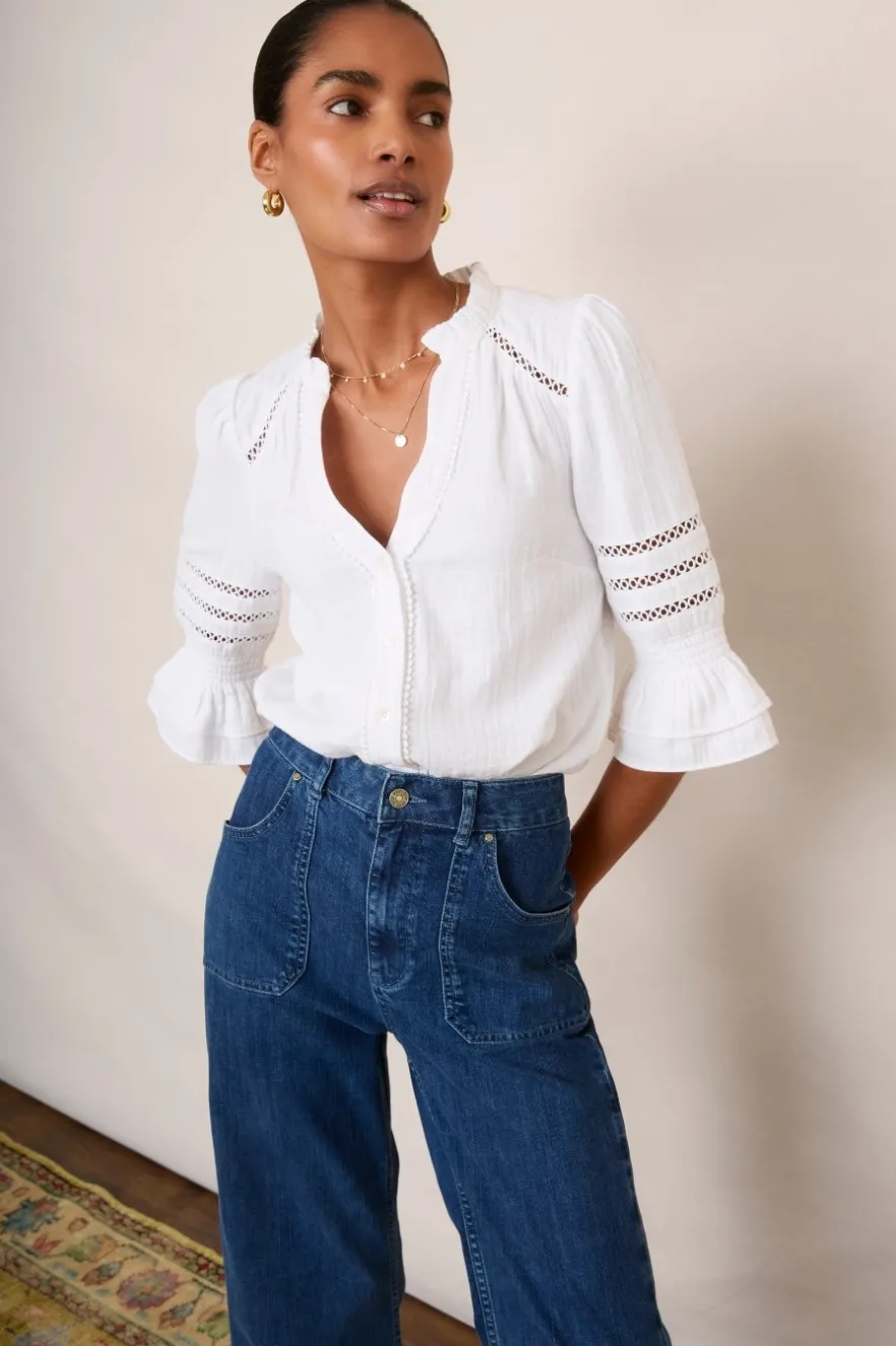 WYSE London Holiday-Parker Blouse - White