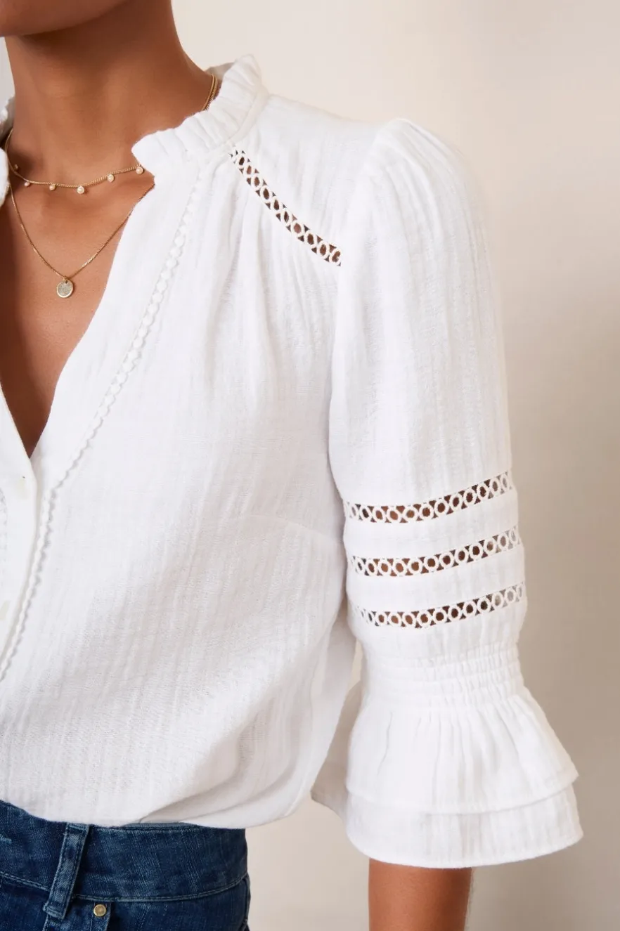 WYSE London Holiday-Parker Blouse - White