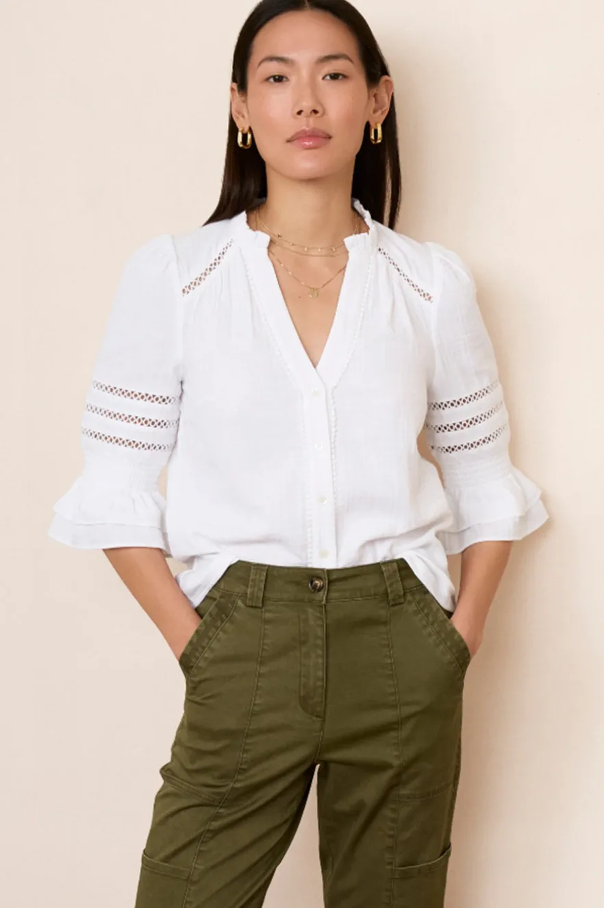 WYSE London Holiday-Parker Blouse - White
