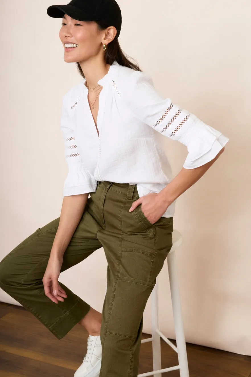 WYSE London Holiday-Parker Blouse - White