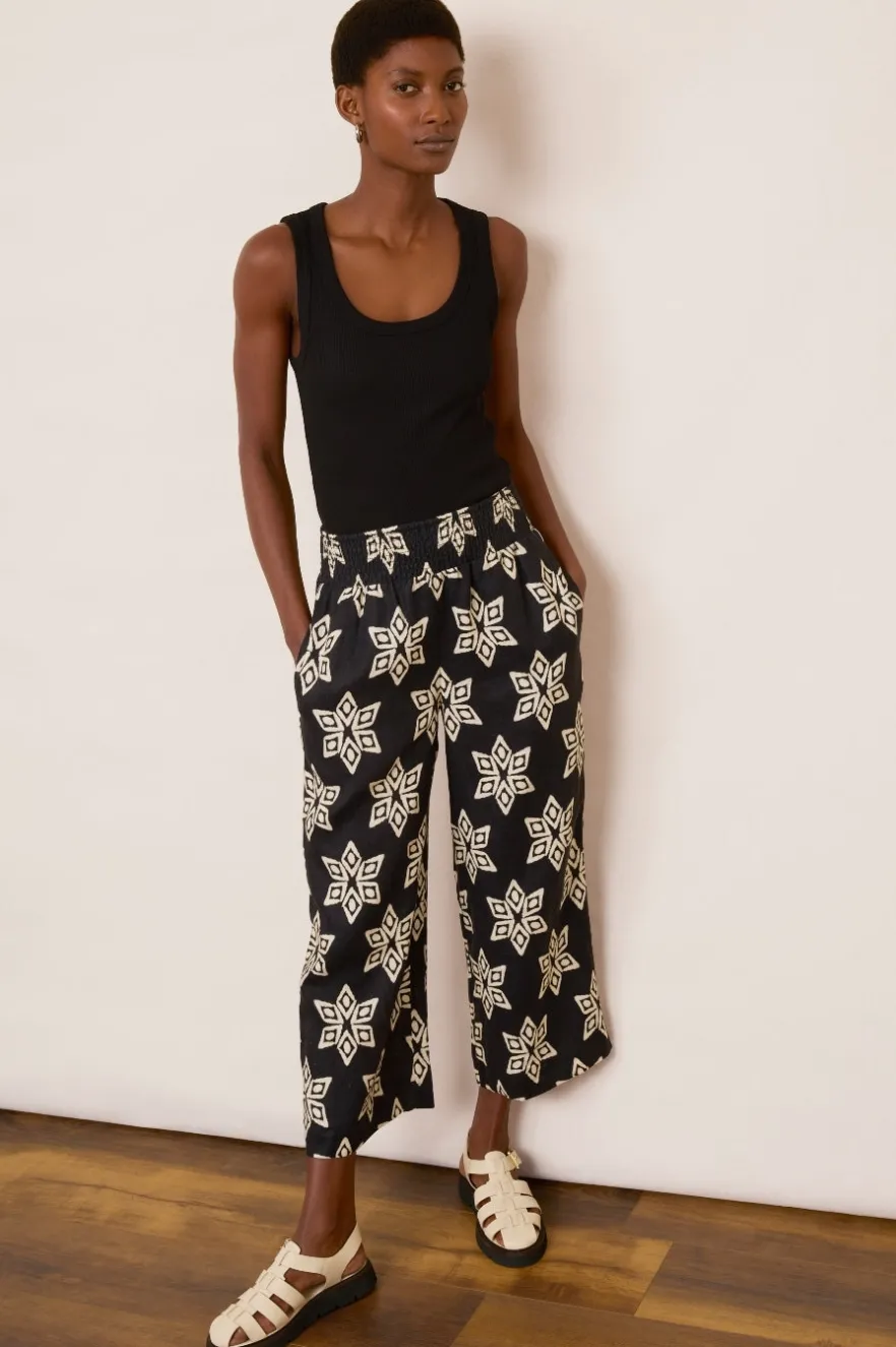 WYSE London Linen-Penelope Linen Trouser - Black/Ecru