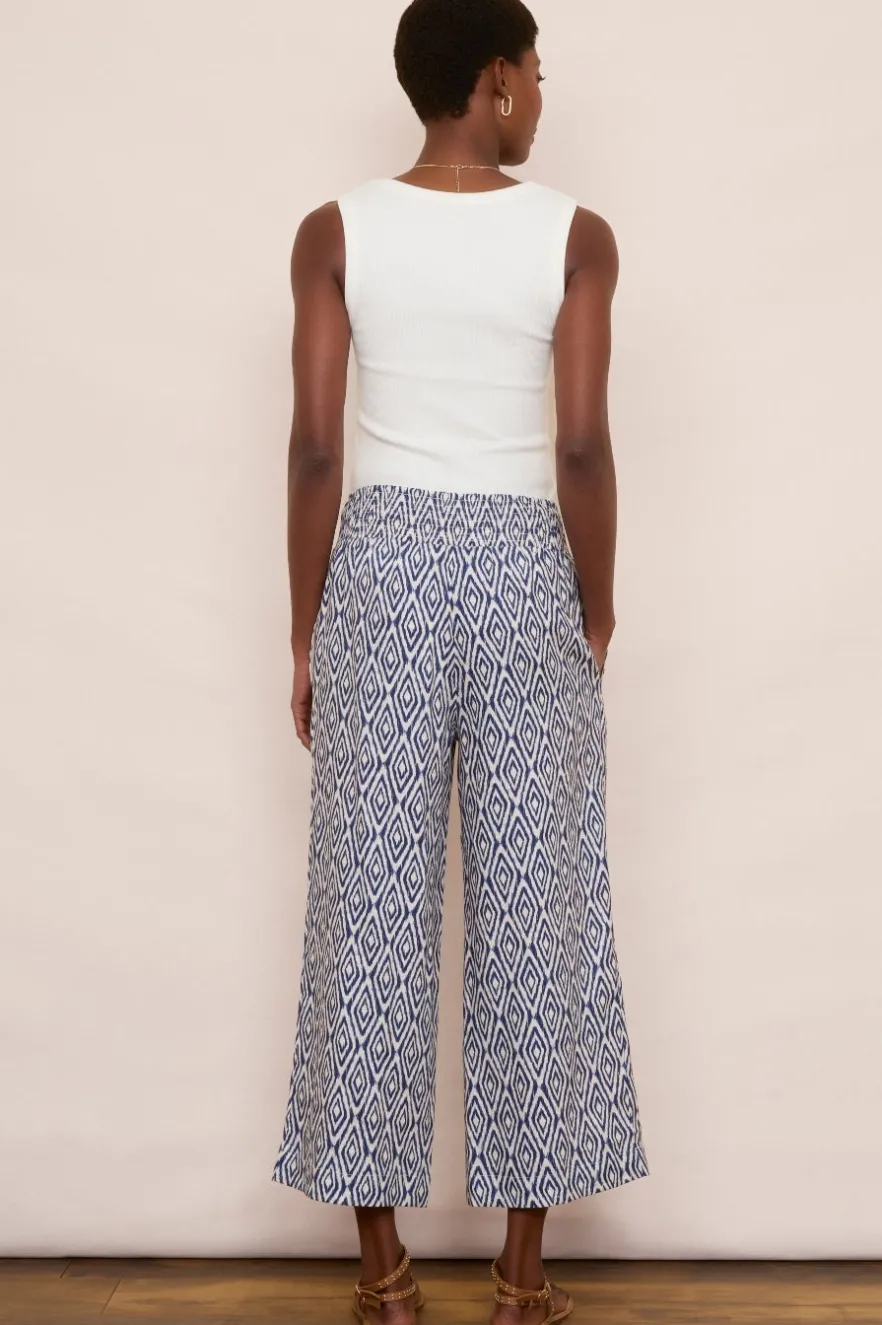 WYSE London Linen-Penelope Linen Trouser - Midnight Ikat