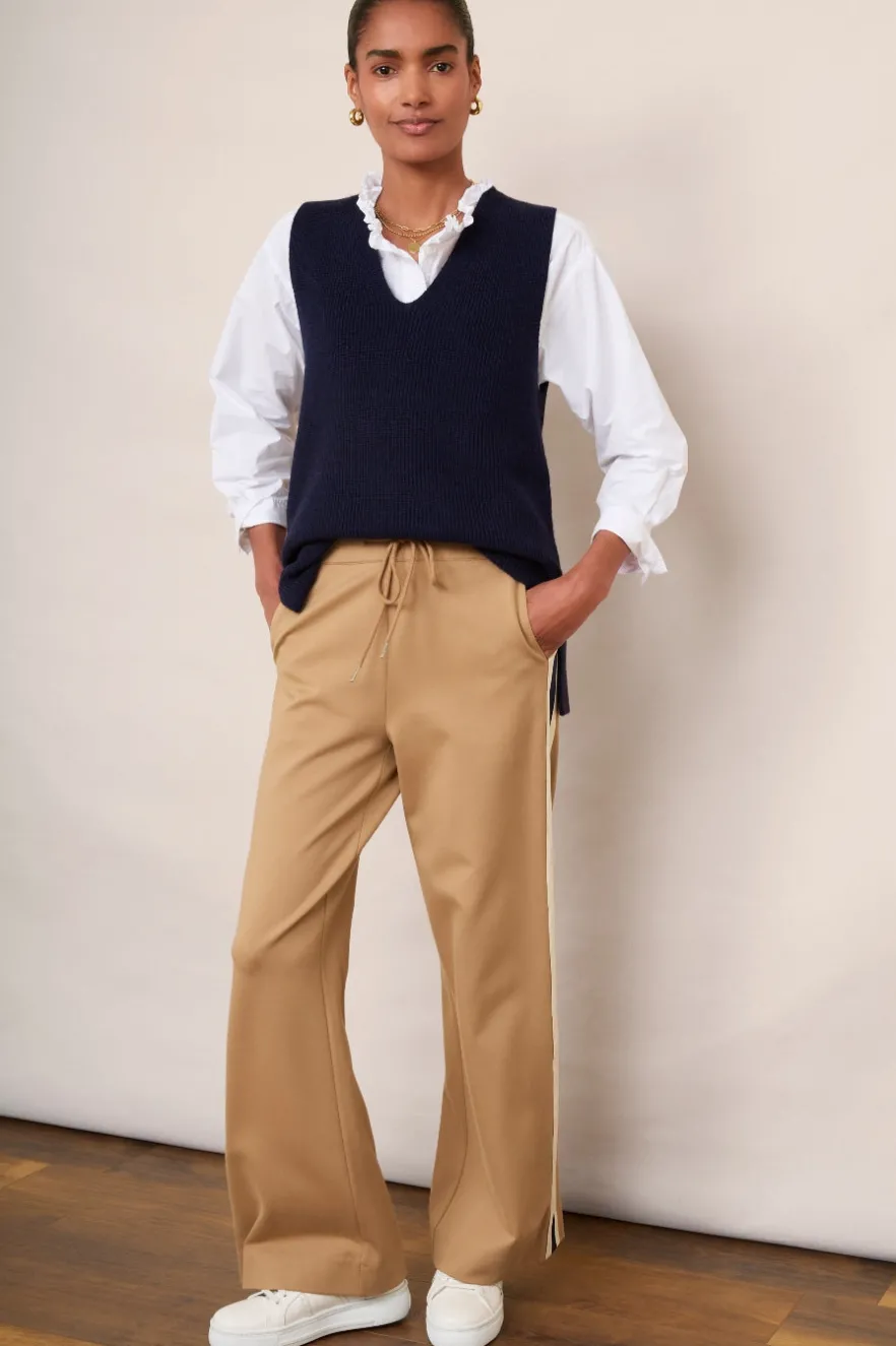 WYSE London Longer Lengths-Penny Ponte Wide Leg Trouser - Tan