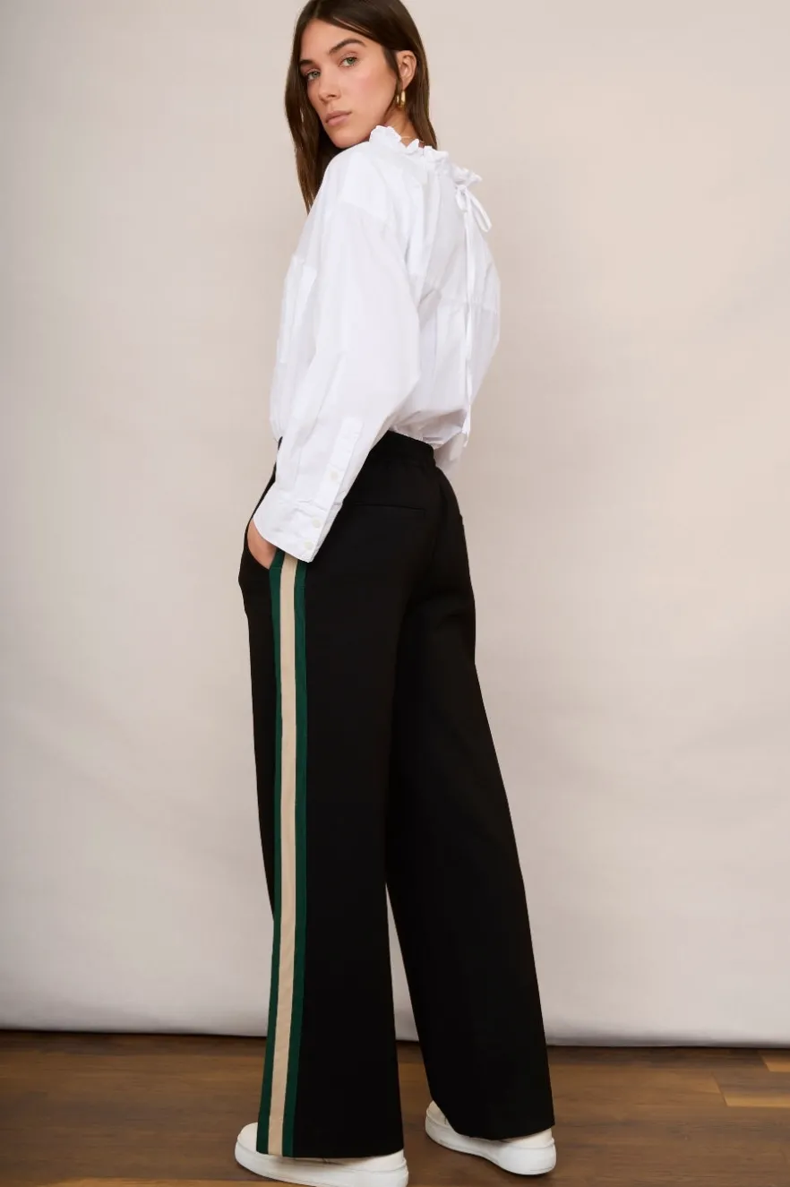 WYSE London Longer Lengths-Penny Ponte Wide Leg Trouser - Black