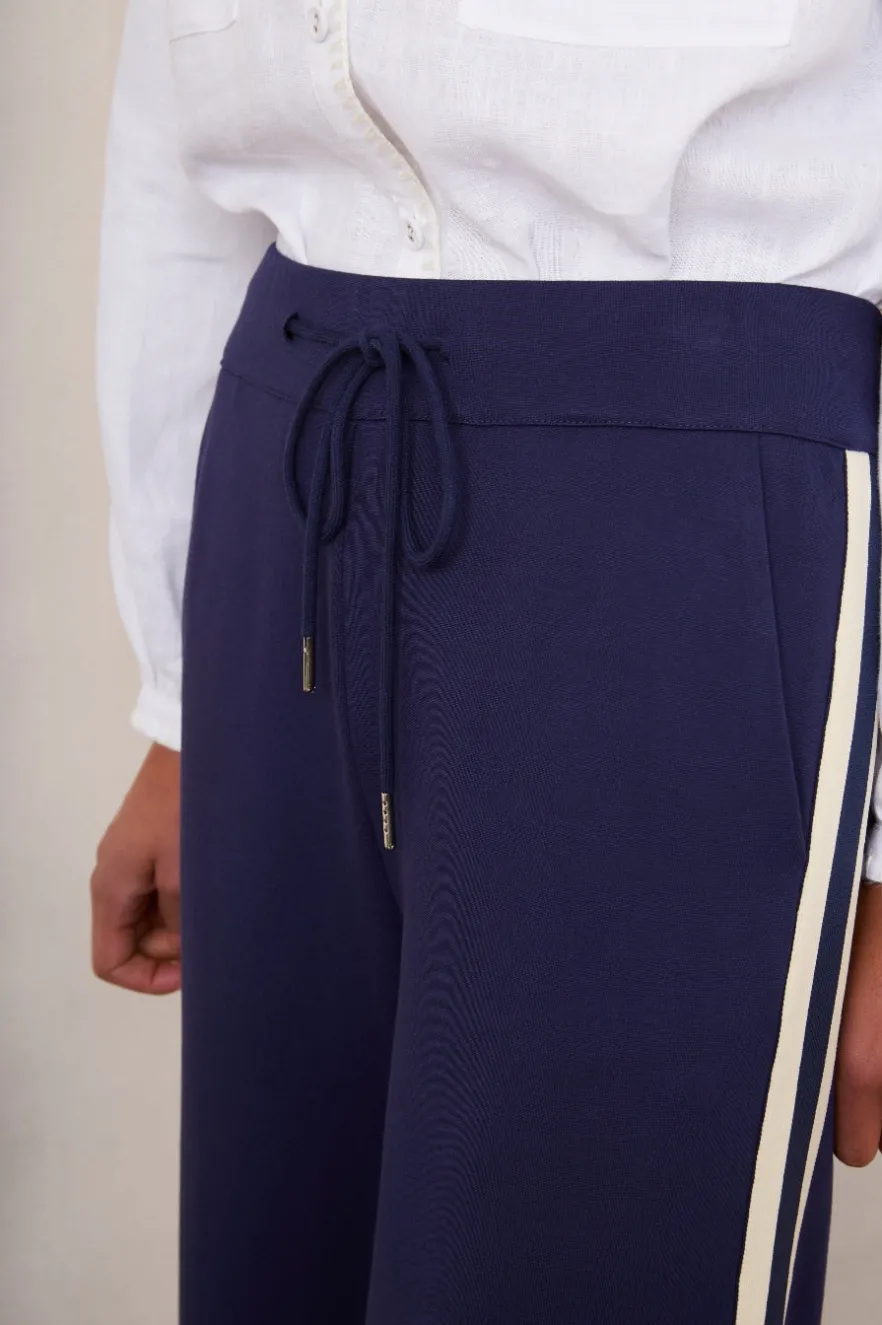 WYSE London Trousers-Penny Ponte Wide Leg Trouser - Midnight