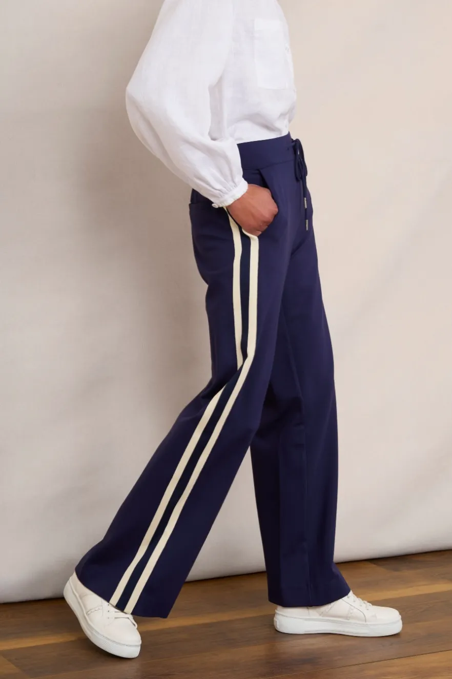 WYSE London Trousers-Penny Ponte Wide Leg Trouser - Midnight