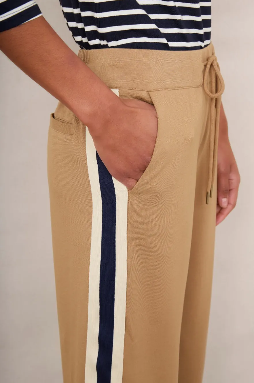 WYSE London Longer Lengths-Penny Ponte Wide Leg Trouser - Tan