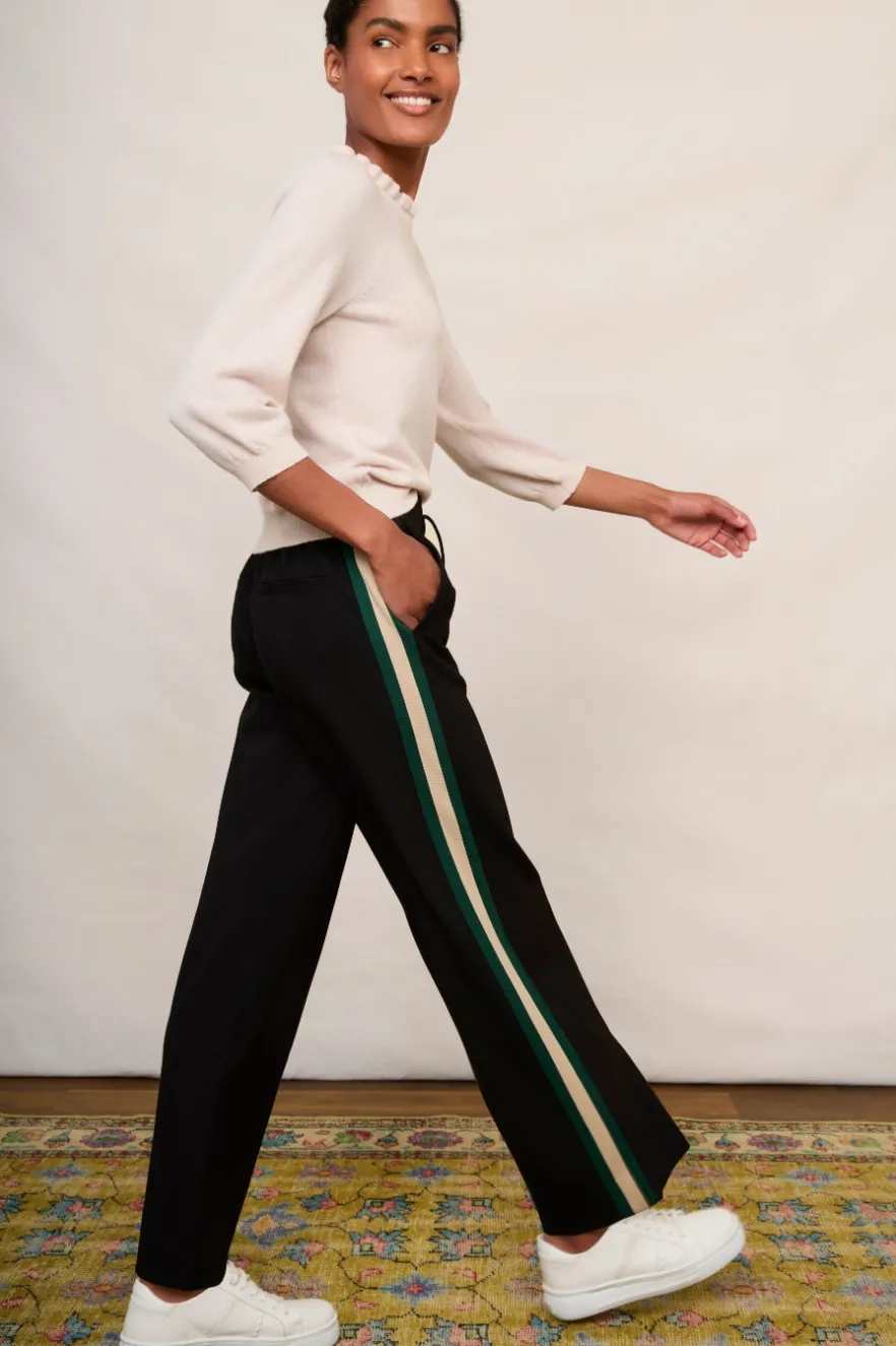 WYSE London Longer Lengths-Penny Ponte Wide Leg Trouser - Black