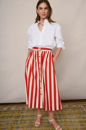 WYSE London Skirts-Pippa Ric Rac Skirt - Red Stripe