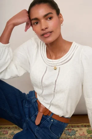 WYSE London Tops-Shellie Lace Top - Ivory
