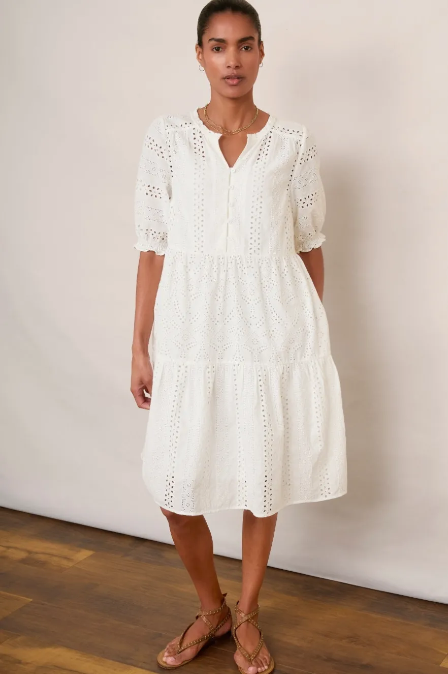 WYSE London Holiday-Talina Broderie Dress - Ivory