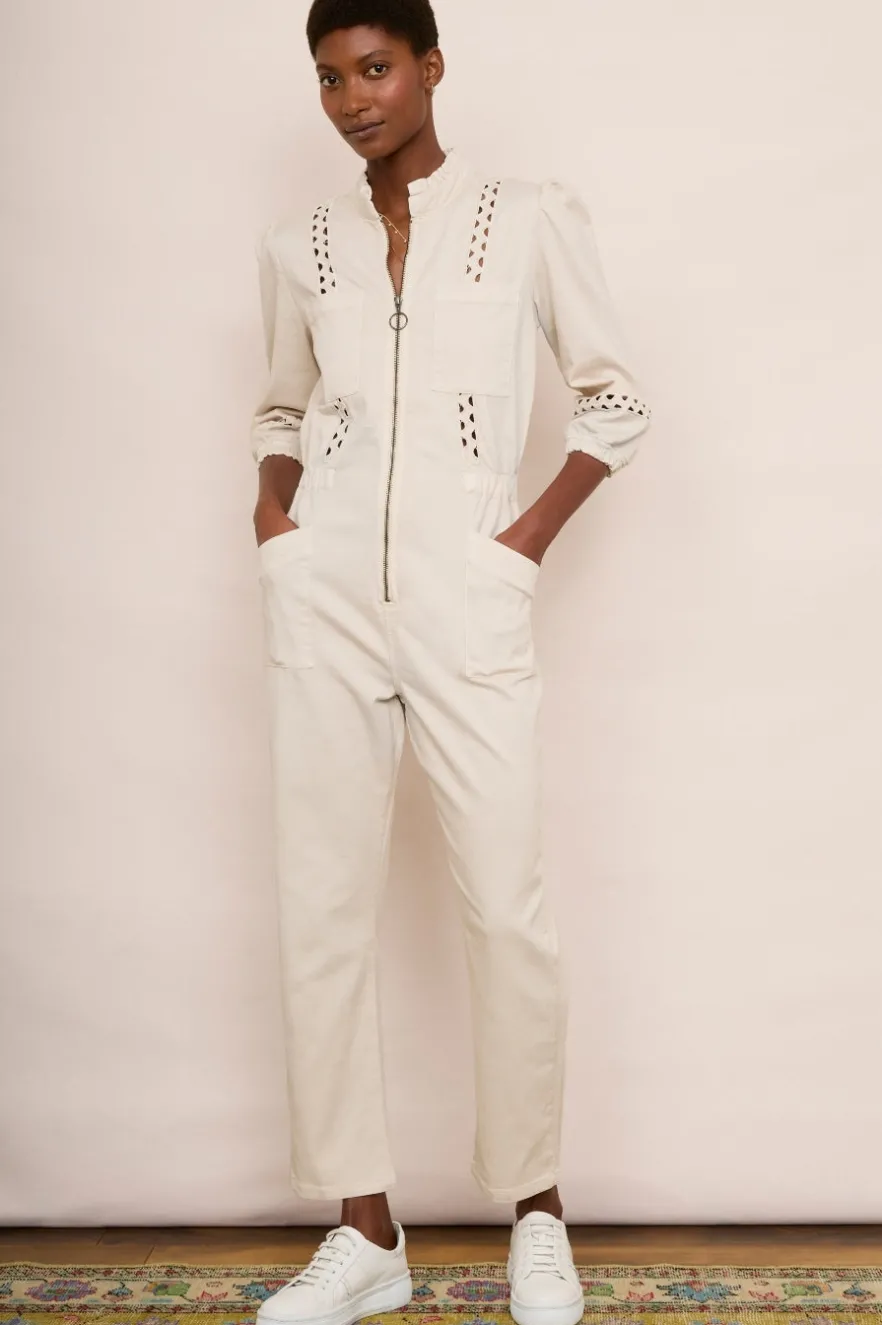 WYSE London Longer Lengths-Zoe Ric Rac Jumpsuit - Ecru