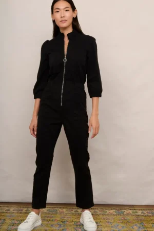 WYSE London Longer Lengths-Zoe Zip Through Jumpsuit - Black