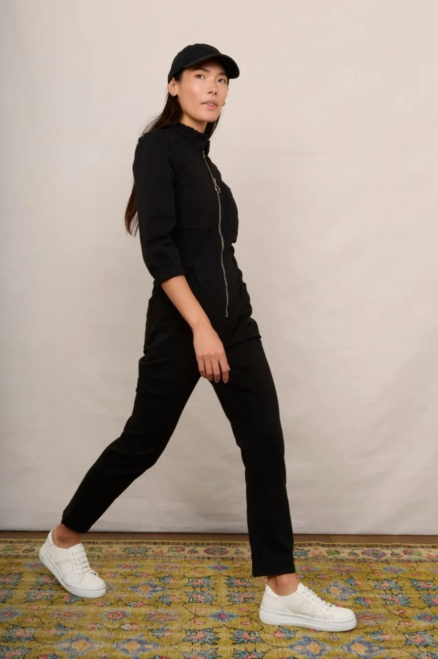 WYSE London Dresses & Jumpsuits-Zoe Zip Through Jumpsuit - Black