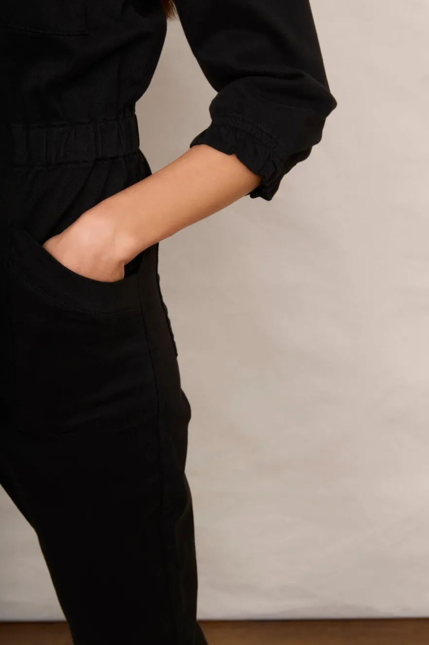 WYSE London Longer Lengths-Zoe Zip Through Jumpsuit - Black